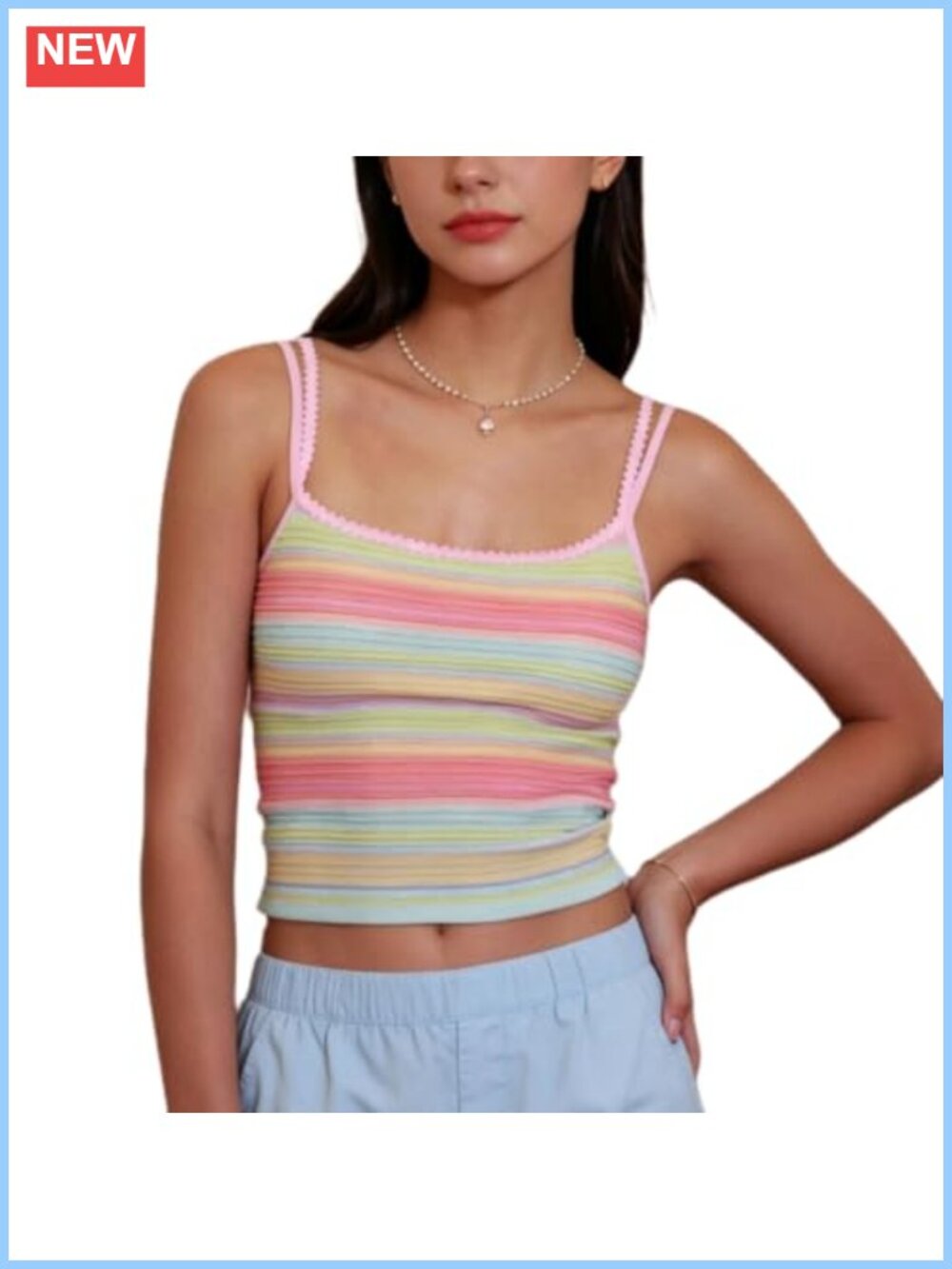 Sleeveless Knit Stripe Cami Top Y2K Party
